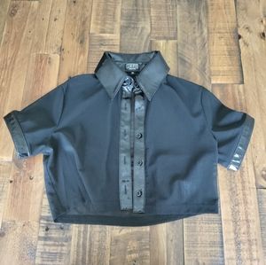 Iron fist mesh collar top